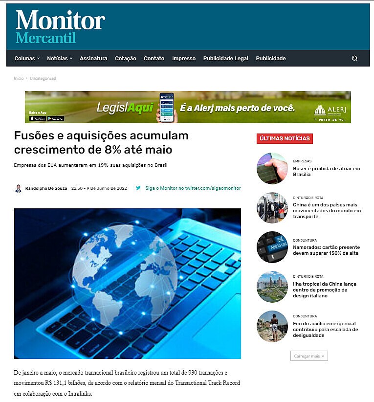 Fuses e aquisies acumulam crescimento de 8% at maio